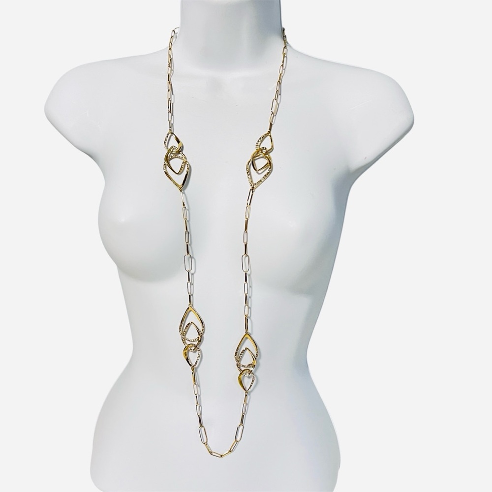 Alexis Bittar Miss Havisham Goldtone Necklace Sparkling Crystal Orbital Stations